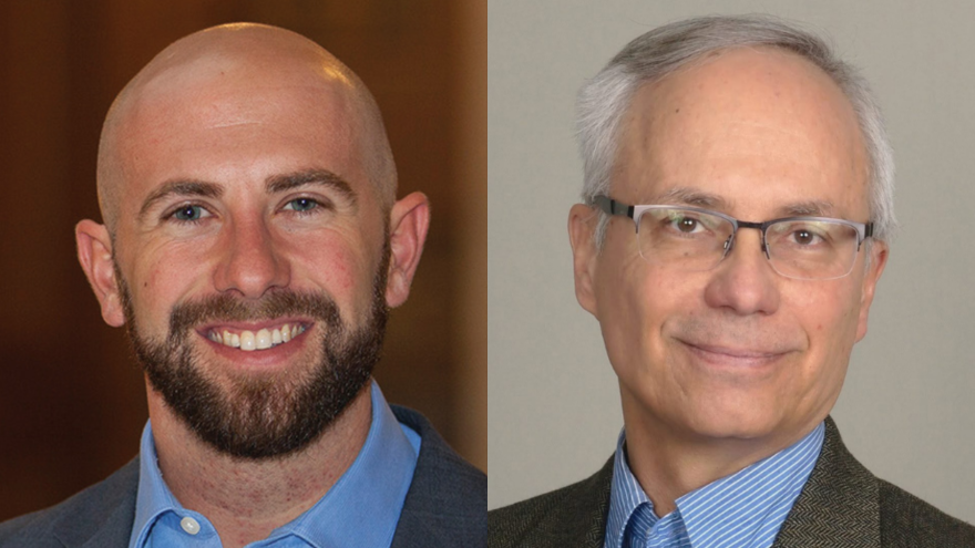 Indiana House District 97 candidates from left to right: Incumbent Democrat Justin Moed and Libertarian Mark Renholzberger.