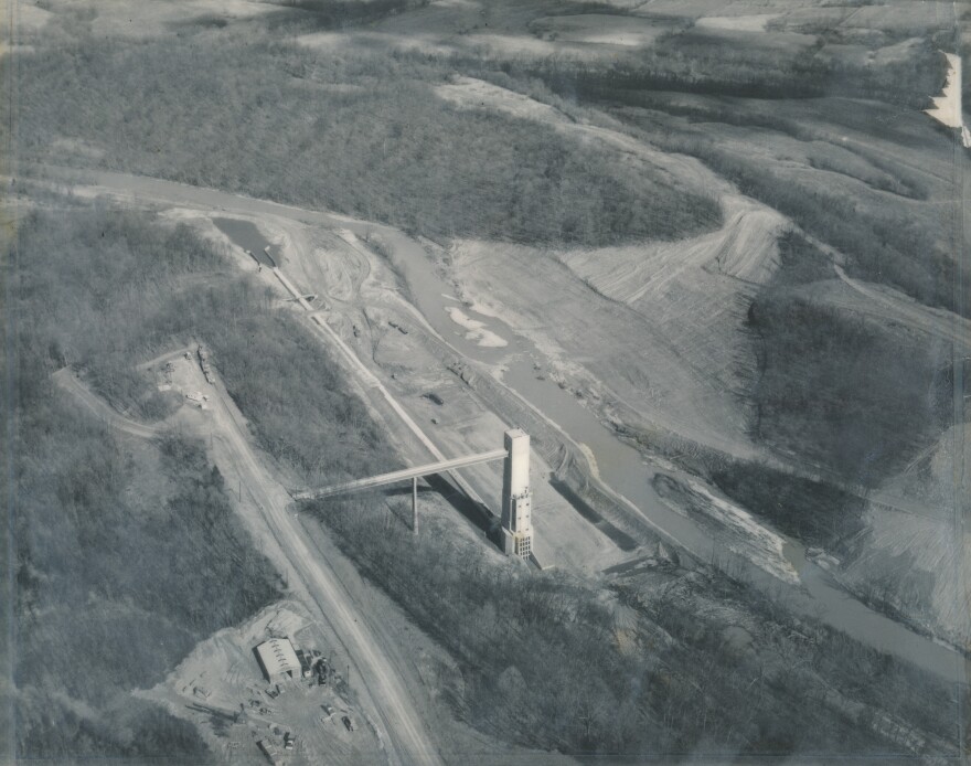 Construction work on the Harsha Lake and Dam in the early 1970's.