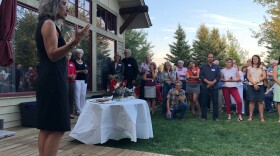 Kathleen Williams speaks at a fundraiser in Bozeman last Friday