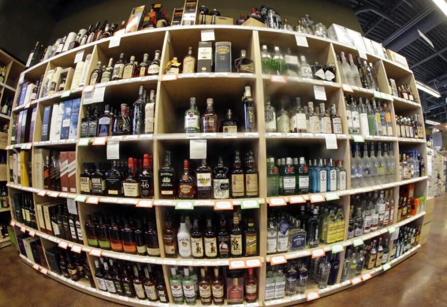 Bottles of alcohol during a tour of a state liquor store, in Salt Lake City. (Rick Bowmer/AP)