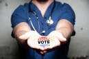 Holding an “I voted” sticker may come with health benefits, according to new research.