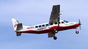 A modified Cessna Grand Caravan takes off from Moses Lake, Washington, on its inaugural flight using fully-electric propulsion on Thursday.