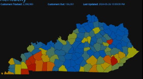 Map of power outages Sunday in Kentucky