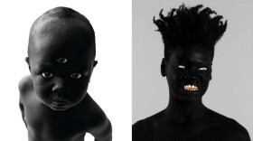 Two of post-disciplinary artist Damon Davis' afro-surrealism pieces: Blake the Great (left) and The Trembling Giant (right). 