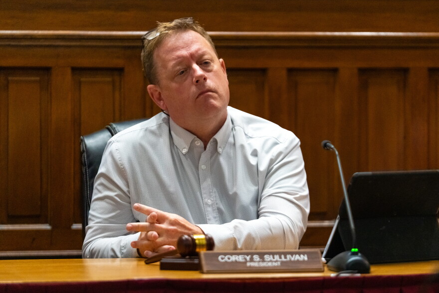 Winchester City Council President Corey Sullivan, a Republican, at a council meeting on October 13, 2026.