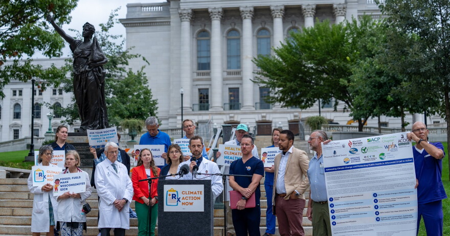 Public health leaders gathered at the Wisconsin Capitol to demand climate action from lawmakers