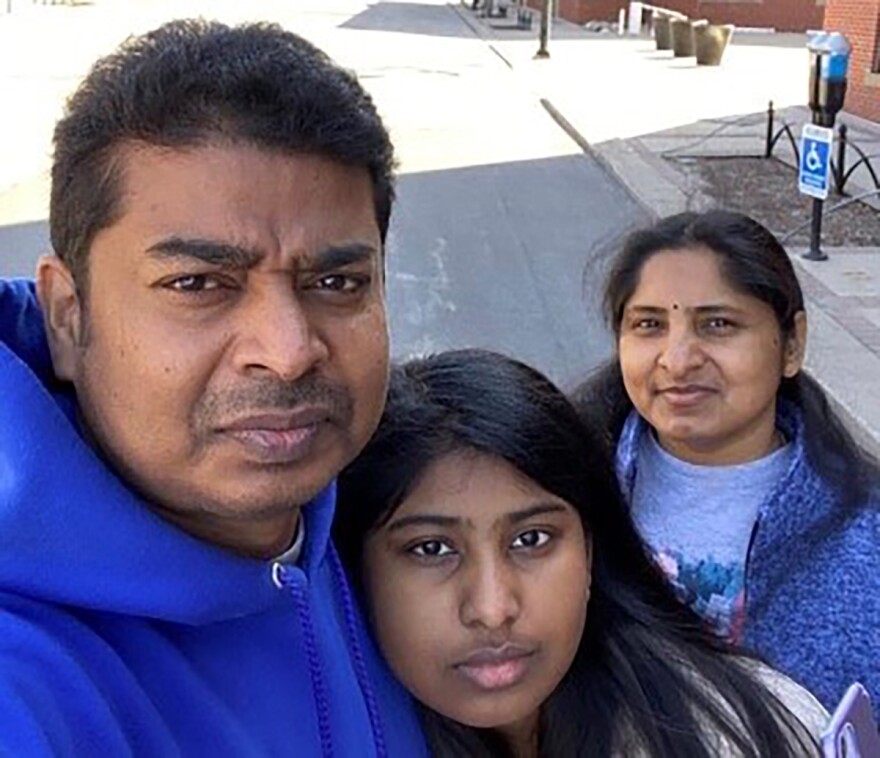 Balraj Rajamanickam of Normal and his family. Balraj is from India. He’s lived in Bloomington-Normal since 2009 and is here on an H-1B visa, a temporary visa for highly skilled foreign workers.