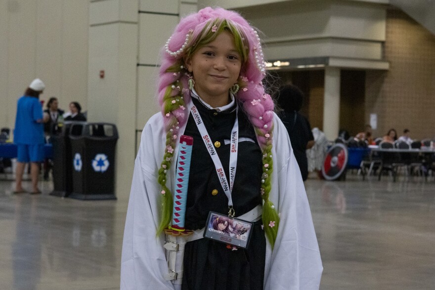 Mitsuri Kanroji cosplay from manga series Demon Slayer.