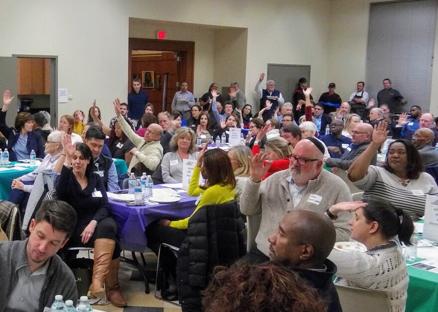 Nearly 200 people came to the first public meeting of the North Mecklenburg Economic Mobility Collaborative at Cornelius Town Hall. 