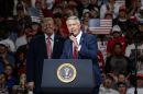 President Donald Trump rallied for Republican U.S. Senator Roger Marshall's reelection in Park City, Kansas Monday.
