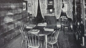 This photo shows Rhinelander's first public reading room above Merchants State Bank in Rhinelander around 1898.