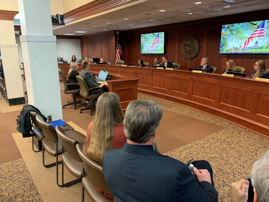 Senator Julie Frye-Mueller, and her husband Mike, watch the Senate Select Committee on Discipline and Expulsion.