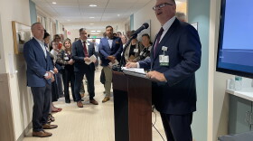 Robert Althoff, chair of UVM’s psychiatry department, speaks to attendees at the Asha Clinic open house on September 4, 2026.