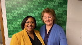(From L to R) United Way for Southeastern Michigan president Dr. Darienne Hudson and United Way of Washtenaw County president Pam Smith at the WEMU studio.