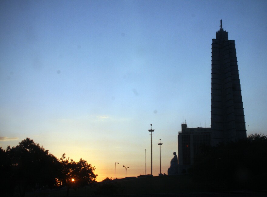 La Plaza de la Revolucion, Havana's version of Moscow's Red Square or Beijing's Tiananmen Square, as the sun rises over the city.