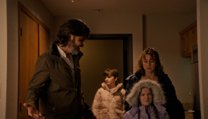 Ben Bergthold (back) and Betsy Bergthold (lower right) in "The Driftless."