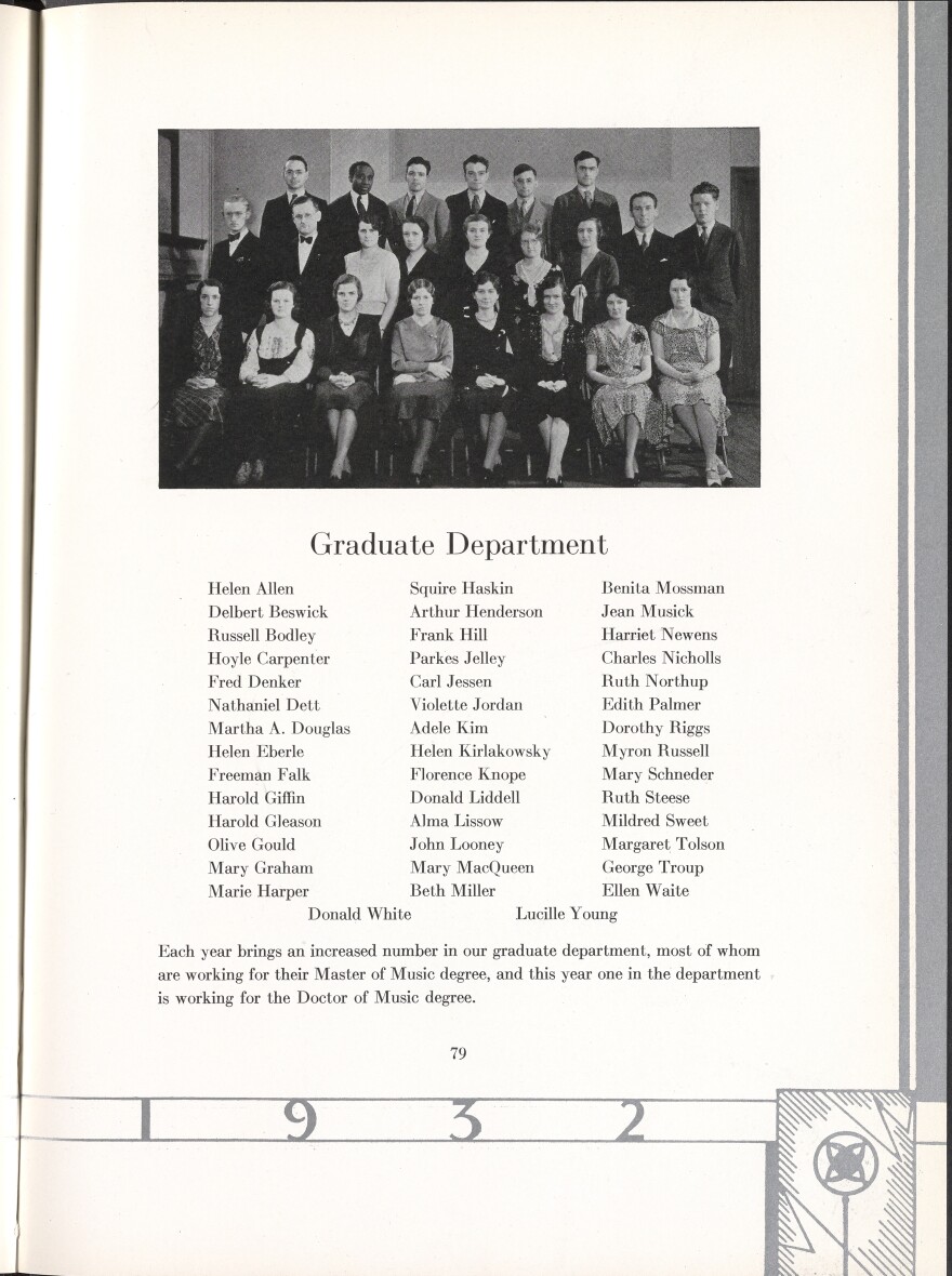  Dett with fellow students, pictured in Eastman School of Music's 1932 yearbook.