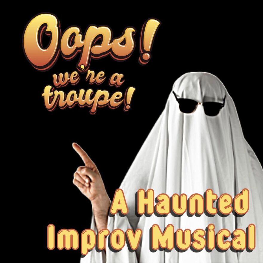 Theatre Conspiracy Logo for 'Oops! We're a Troupe Haunted Improv Musical'