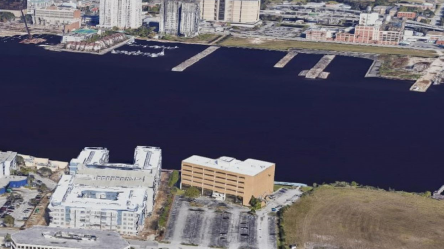 The Duval County Public Schools headquarters, center, on the Southbank of the St. Johns River.