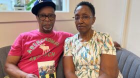 Anthony Johnson, left, and Jacqualyne Johnson, holding a photo of their son Anthony Johnson, Jr. He died at Tarrant County Jail on April 21, 2024.