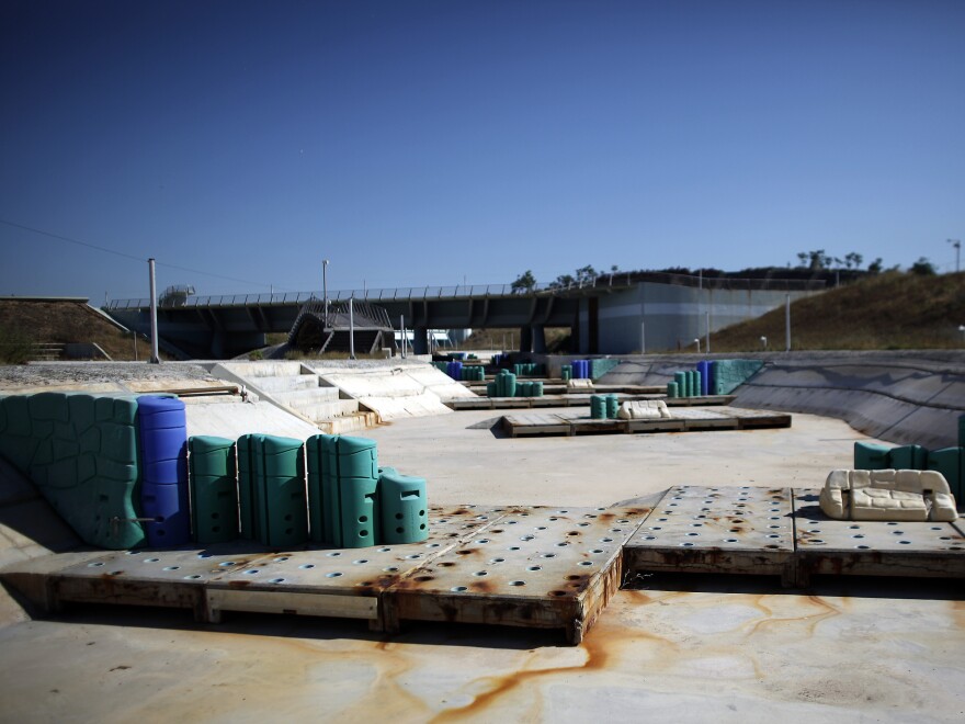 The canoe and kayak stadium used during the 2004 Summer Olympics in Athens (shown here on June 11, 2012) has fallen into disrepair.