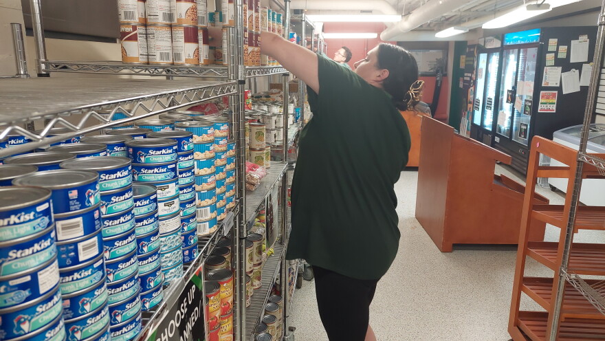Restocking efforts at Swoop's Pantry.