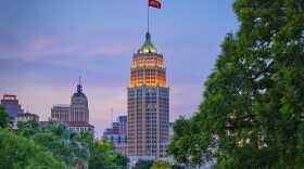 Tower Life Building as seen from the San Antonio River Walk