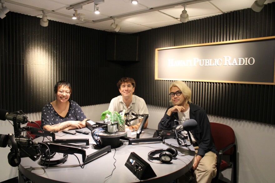 From left to right: Kalene Castillo, HPR's Kevin Allen, and Mitchell Fong.