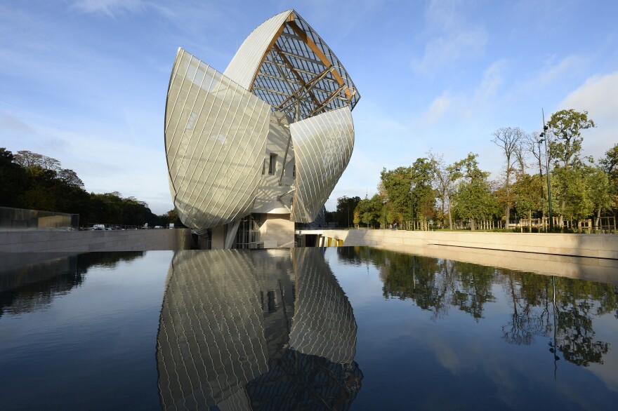 With 12 huge glass "sails," the Louis Vuitton Foundation takes the form of a sailboat among the trees of the Bois de Boulogne in Paris.