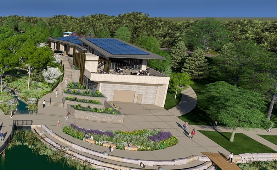 artist renderings of a new harbor at a park on a lake