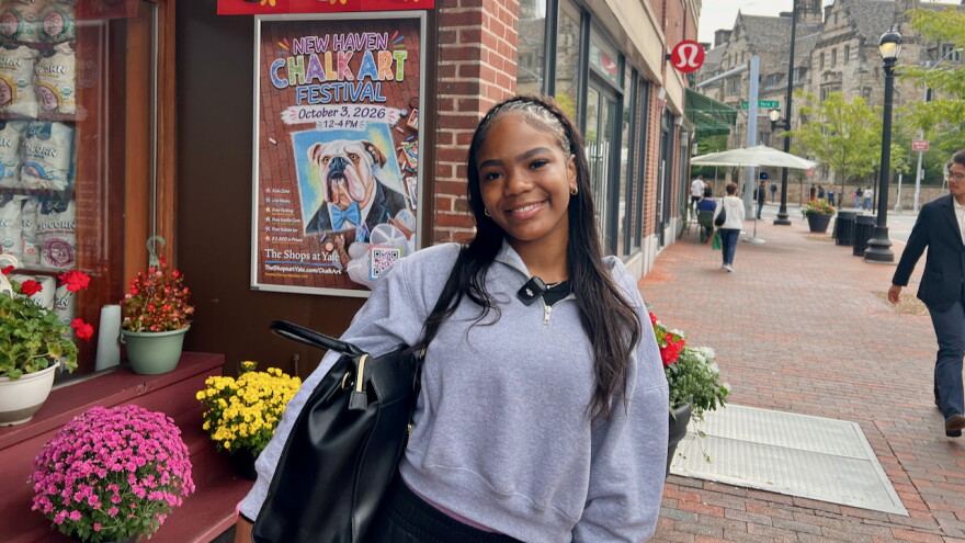 Kerwnny Jerome, a Southern Connecticut State University student in downtown New Haven.