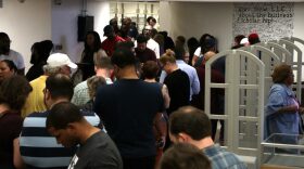 Votters waited on long lines at Texas Southern University on Super Tuesday, in part due to unplugged voting machines.
