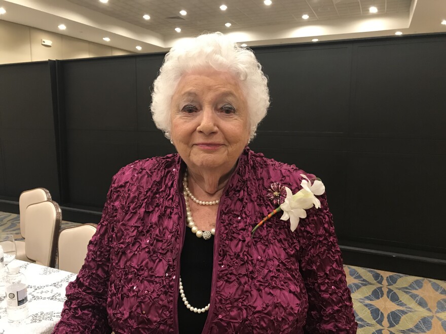 Rita Hilton, 92, accepted the Elie Wiesel Award from the U.S. Holocaust Memorial Museum on behalf of all survivors in South Florida Tuesday night.