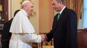 Speaker of the House Rep. John Boehnerr (R-OH) welcomes Pope Francis to the Capitol Thursday, September 24.