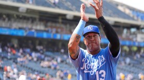 Kansas City Royals' Salvador Perez acknowledges the crowd after a baseball game against the San Francisco Giants, Wednesday, July 22, 2026, in Kansas City, Missouri.