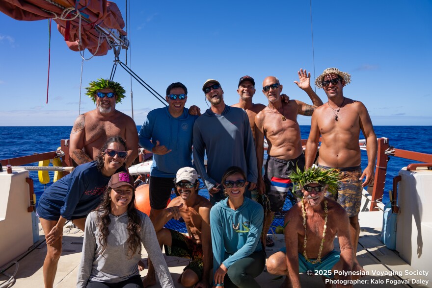 Hōkūleʻa crew members arrived in Rarotonga on Aug. 22.