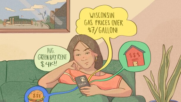 Social media videos started popping up earlier this year making false claims about the cost of housing and gas in Green Bay, as well as cities around Wisconsin and other battleground states. Wisconsin Watch and Sunlight Research Desk dug into the videos to learn more about the rise of user-generated content. (Elena Delzer for Wisconsin Watch)
