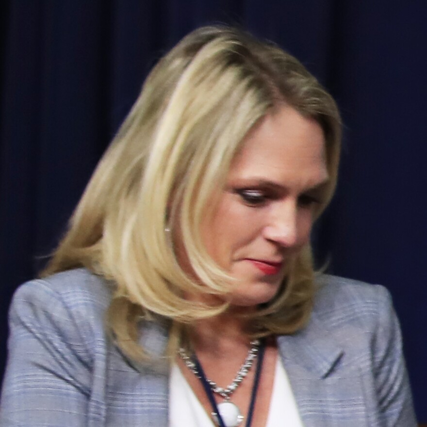 Kelly Sadler, shown in March, is no longer employed as a special assistant to President Trump. Last month, after Sen. John McCain urged senators to vote against Gina Haspel's nomination to head the CIA, Sadler reportedly said, "It doesn't matter, he's dying anyway."