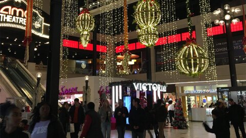 Columbus' Easton Town Center is fully decorated for the holiday season.