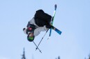 A skier performing a trick in the air 
