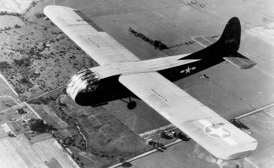 A WACO glider under tow.
