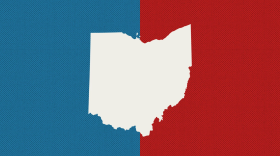 a picture of ohio and a red and blue background