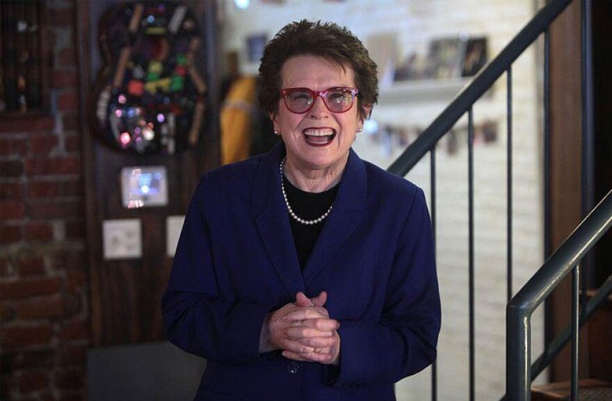 Billie Jean King at a Hillary Clinton campaign event in Des Moines, Iowa on January 26, 2016.