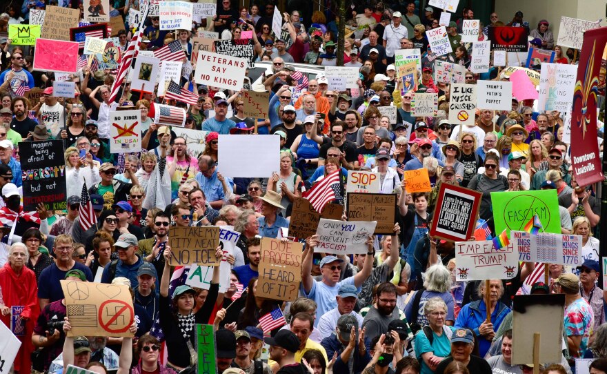 A crowd of several thousand people came to downtown Louisville on Saturday, June 14 to participate in a national 'No Kings' protest.