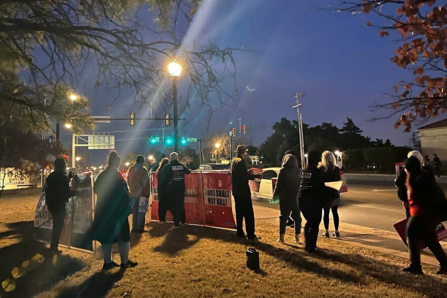 Supporters of the organization Death Penalty Action gathered outside the Governor’s mansion on Wednesday evening to protest the execution of Bigler Stouffer.