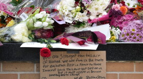 Flowers are left at the Spartan Statue on the grounds of Michigan State University, in East Lansing, Mich., Tuesday, Feb. 14, 2023. A gunman killed several people and wounded others at Michigan State University. Police said early Tuesday that the shooter eventually killed himself. (AP Photo/Paul Sancya)