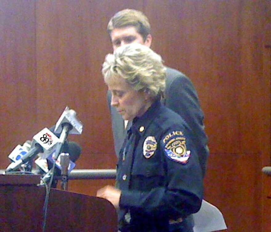 Broken Arrow Police Major Carole Newell and Assistant DA Jake Cain meets with reporters in Broken Arrow.