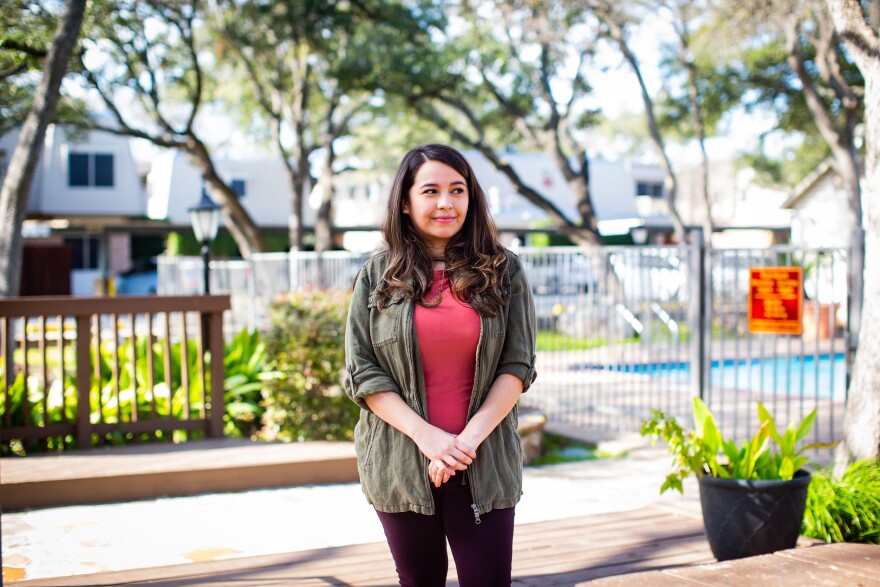 Christian Martinez, a renter, at her apartment complex in North Austin