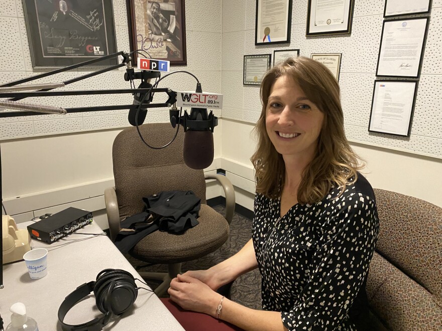 Project Oz Program Director of Youth Services Cheris Larson sits in the WGLT studio.