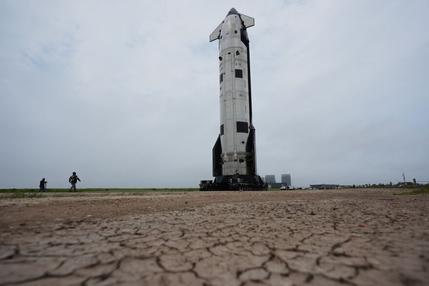 The latest version of SpaceX's mega rocket Starship is rolled out to the launch pad in preparation for a test flight in Starbase, Texas, Tuesday, May 19, 2026.